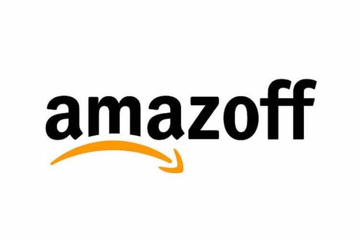Foto con il logo di Amazon modificato da un user. Invece di essere scritto come Amazon dice Amazoff. 