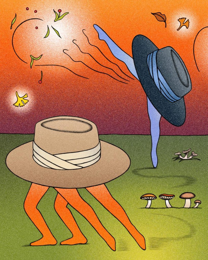 Dettaglio grafico delle illustrazioni sul sito Hermès che accompagnano la navigazione e le sezioni prodotto