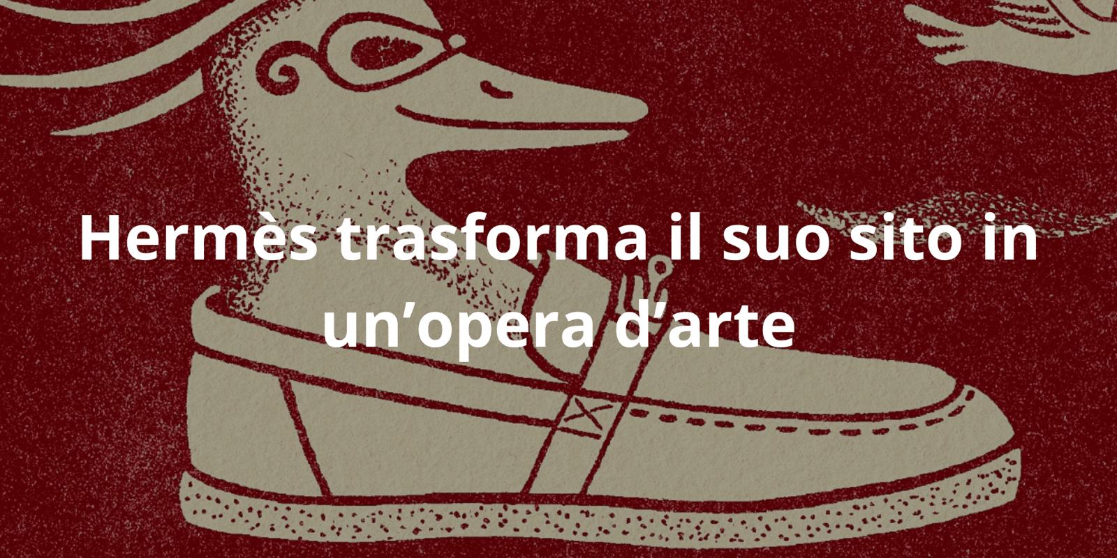 La homepage del sito di Hermès reinterpretata con le illustrazioni originali di Linda Merad, che trasformano l’e-commerce in uno spazio narrativo.
