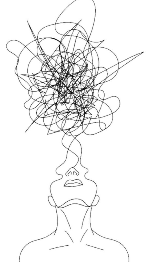 Disegno su sfondo bianco che rappresenta un volto.