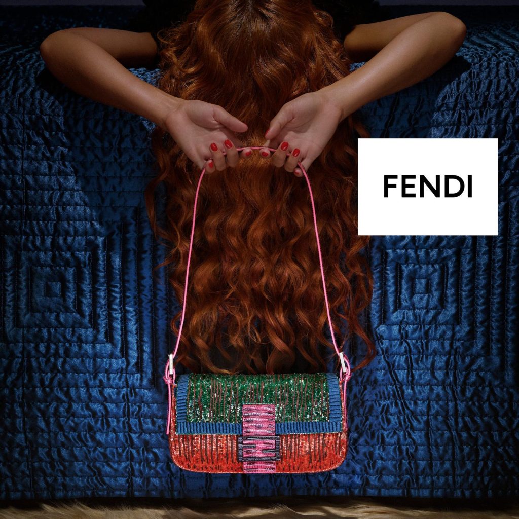 Borsa Fendi Baguette con decorazioni in perline multicolore