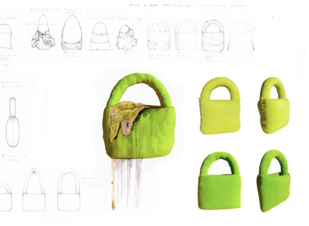 Disegno-bozzetto di borse.
