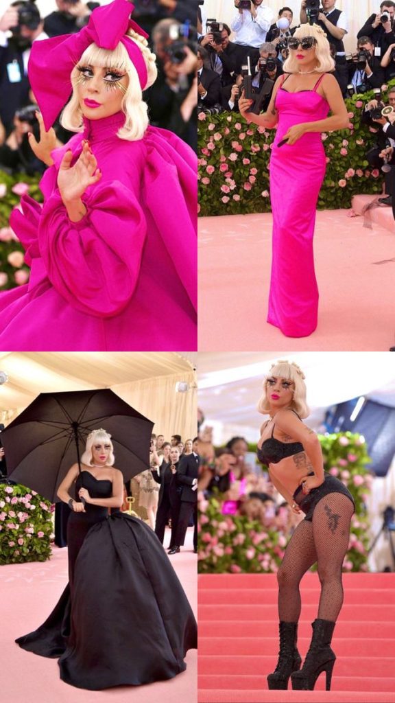 Lady Gaga al Met Gala 2019 con un abito fatto di 4 look sovrapposti firmato Brandon Maxwell