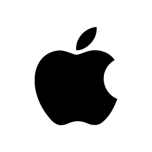 Logo Apple su sfondo bianco.