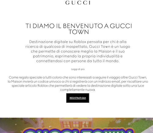 Gucci Town Alta Moda Virtuale Benvenuto