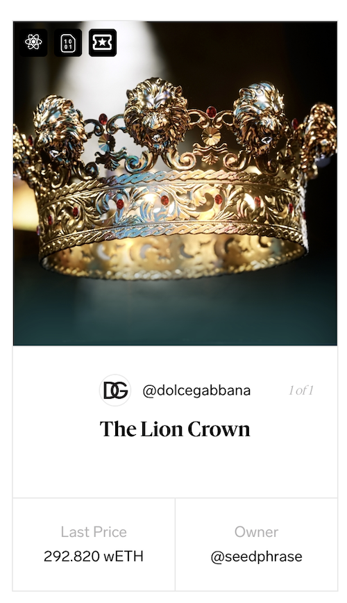 Dolce e Gabbana Alta Moda Virtuale Corona