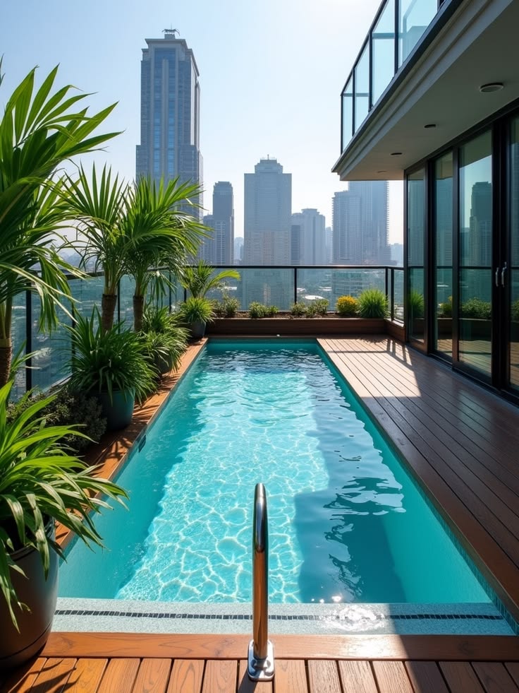 rooftop con piscina estate in città
