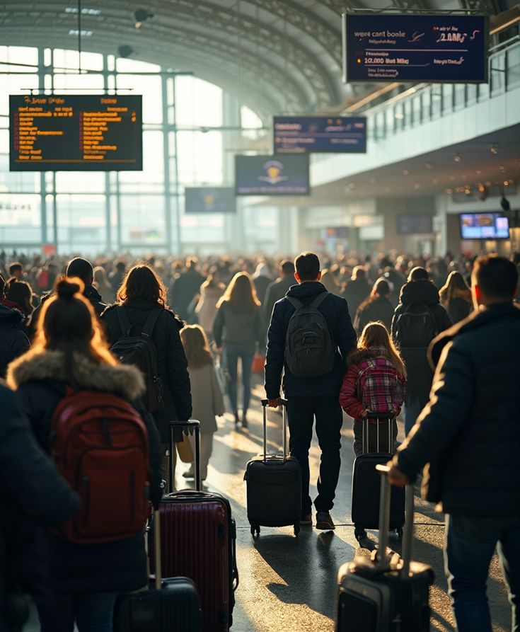 Immagine aeroporto affollato.