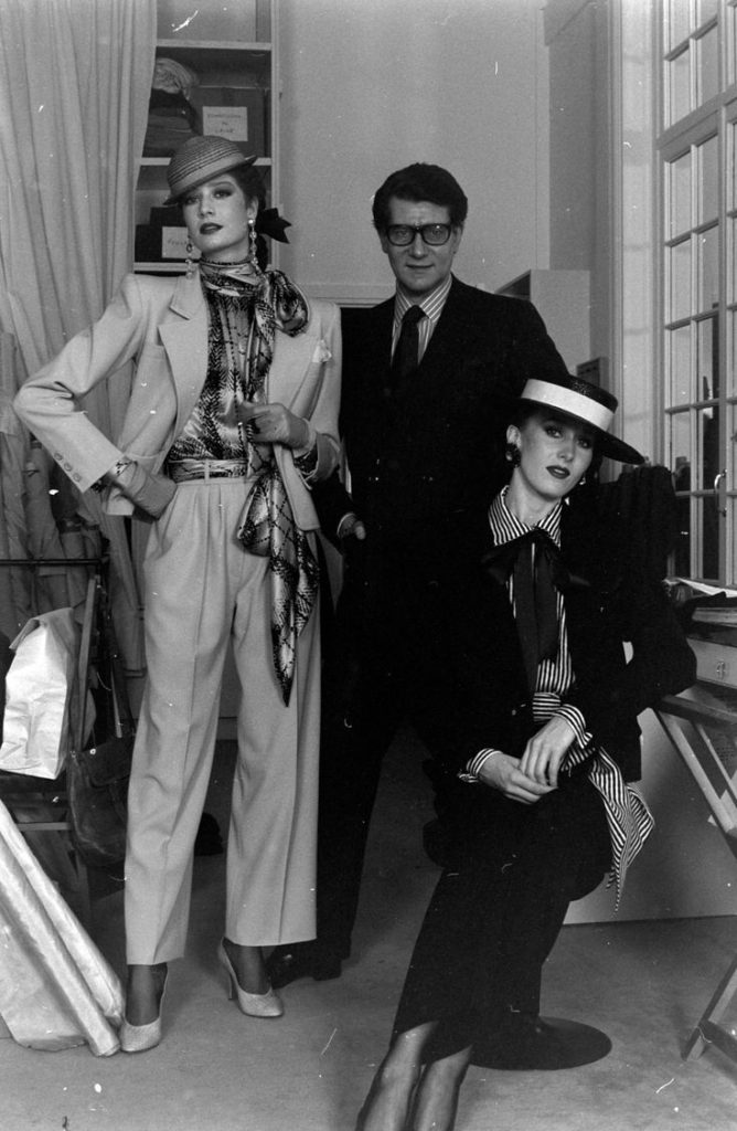 Yves Saint Laurent with models in Smoking