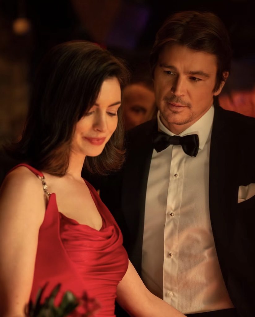 Anne Hathaway in Verity movie with Versace dress