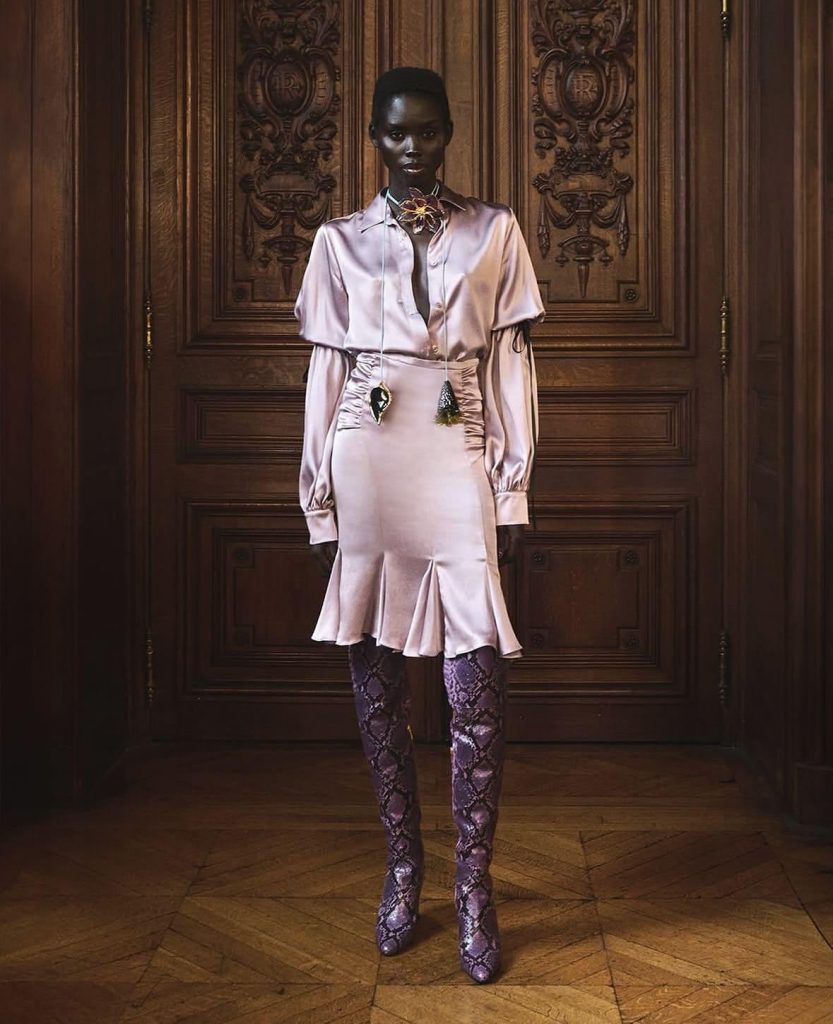 Nina Ricci snakeskin boots runway